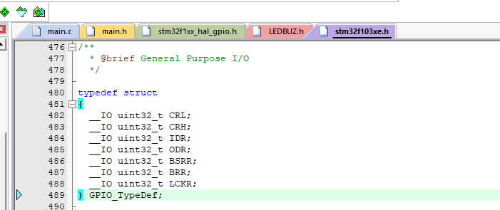 图3-12 GPIO_TypeDef类型说明